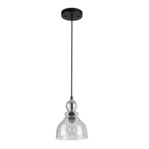 BELDI Tacoma Black Modern/Contemporary Seeded Glass Globe Pendant Light
