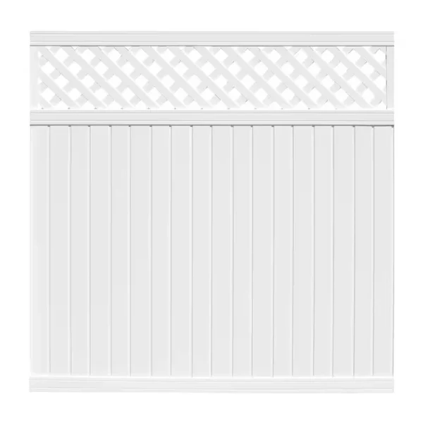 Belfast 6 ft. x 6 ft. White Vinyl Lattice Top Fence Panel