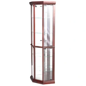 Benzara Contemporary/Modern Brown Wood Curio Cabinet