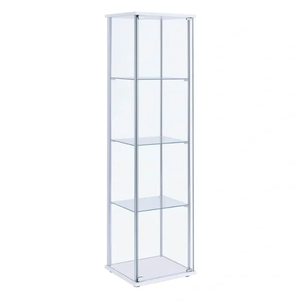 Benzara Contemporary/Modern Clear and White Metal Curio Cabinet