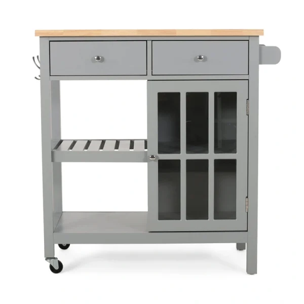 Best Selling Home Decor Gray Mdf Base with Wood Top Rolling Kitchen Cart (17.15-in x 34.15-in x 34.75-in)