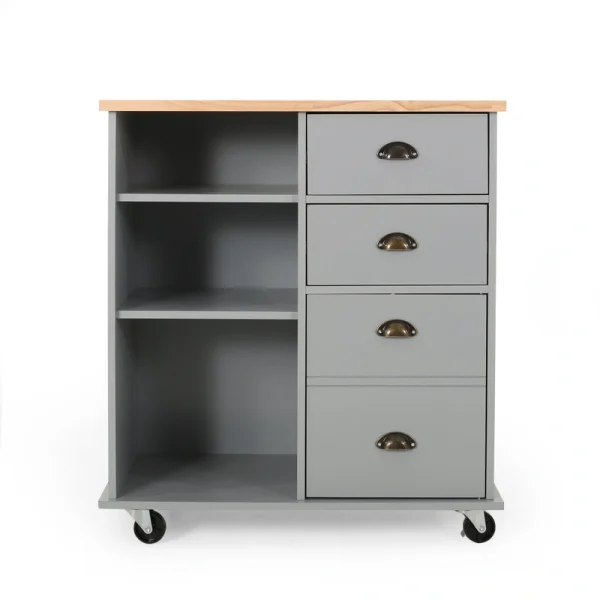 Best Selling Home Decor Gray Mdf Base with Wood Top Rolling Kitchen Cart (17.75-in x 31.5-in x 34.5-in)
