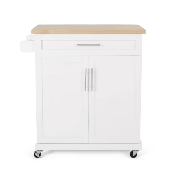 Best Selling Home Decor White Mdf Base with Mdf Top Rolling Kitchen Cart (18-in x 32-in x 34.5-in)