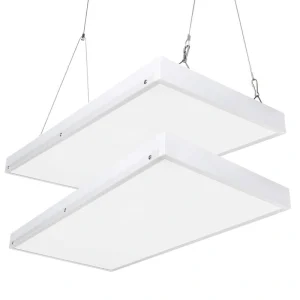 Bieuoram 2ft 400-Watt-Equivalent Integrated LED White High Bay Light 5000K Industrial Workshop Linear Hanging Light 2 Pack