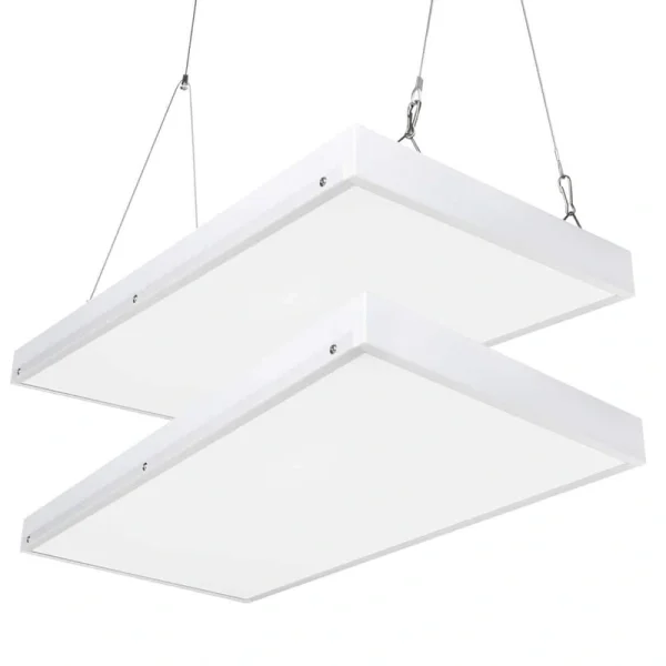 Bieuoram 2ft 400-Watt-Equivalent Integrated LED White High Bay Light 5000K Industrial Workshop Linear Hanging Light 2 Pack