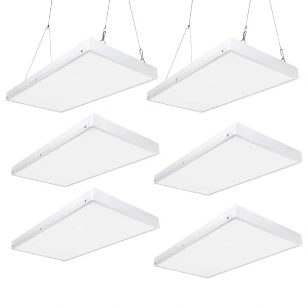 Bieuoram 2ft 400-Watt-Equivalent Integrated LED White High Bay Light 5000K Industrial Workshop Linear Hanging Light 6 Pack