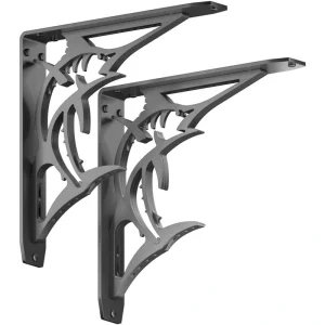 Billfish 12 in. L Black Steel Heavy Duty Floating Shelf Bracket (2 Pack) T726935606