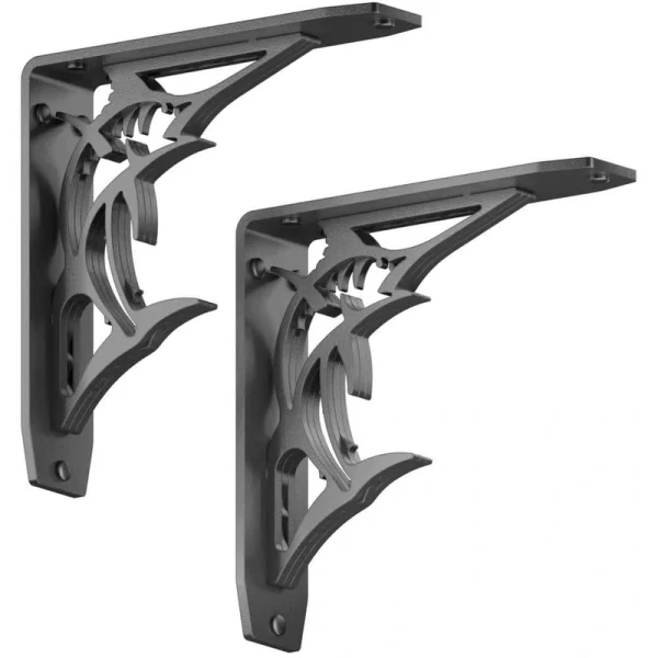 Billfish 8 in. L Black Steel Heavy Duty Floating Shelf Bracket (2 Pack) T726935621