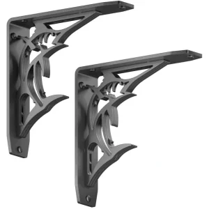 Billfish 8 in. L Black Steel Heavy Duty Floating Shelf Bracket (2 Pack) T726936633