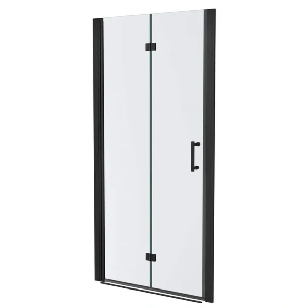 Boosicavelly 30 in. W x 72 in. H Bifold Semi-Frameless Shower Door in Black Finish with Clear Glass