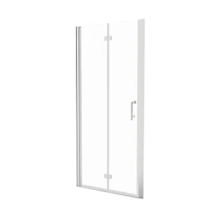 Boosicavelly 32 in. W x 72 in. H Bifold Semi-Frameless Shower Door in Brushed Nickel Finish with Clear Glass