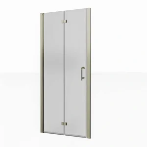 Boosicavelly 34 in. W x 72 in. H Bifold Semi-Frameless Shower Door in Brushed Nickel Finish with Clear Glass
