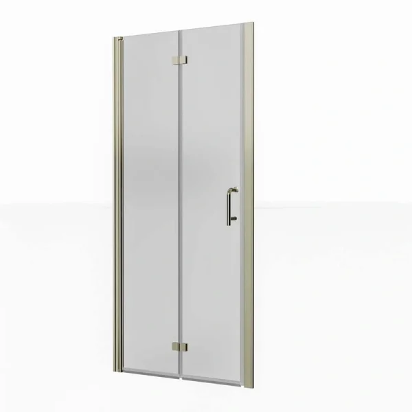Boosicavelly 34 in. W x 72 in. H Bifold Semi-Frameless Shower Door in Brushed Nickel Finish with Clear Glass