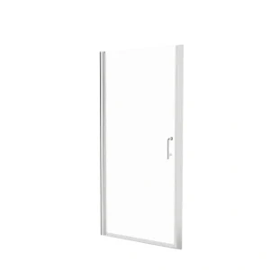 Boosicavelly 34 In. W x 72 In. H Pivot Semi-Frameless Shower Door in Brushed Nickel with Clear Glass