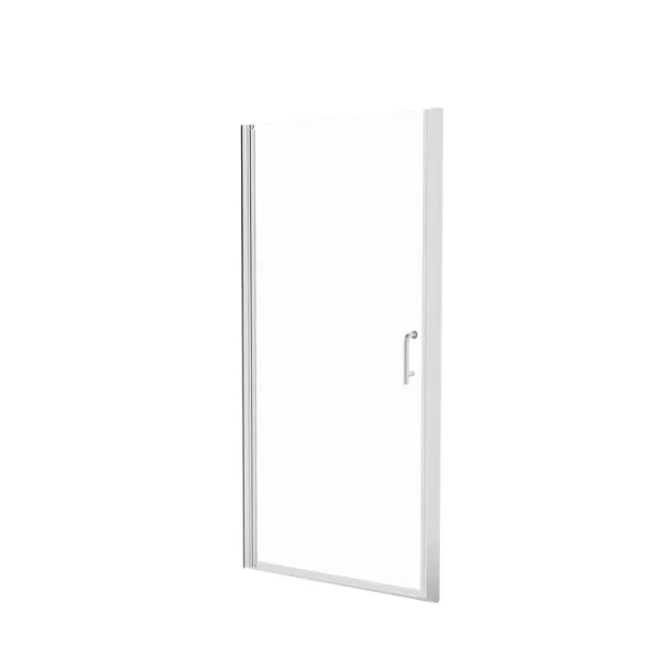 Boosicavelly 34 In. W x 72 In. H Pivot Semi-Frameless Shower Door in Brushed Nickel with Clear Glass