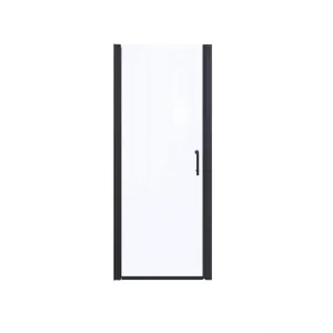 Boosicavelly 34 In. W x 72 In. H Pivot Semi-Frameless Shower Door in Matte Black with Clear Glass