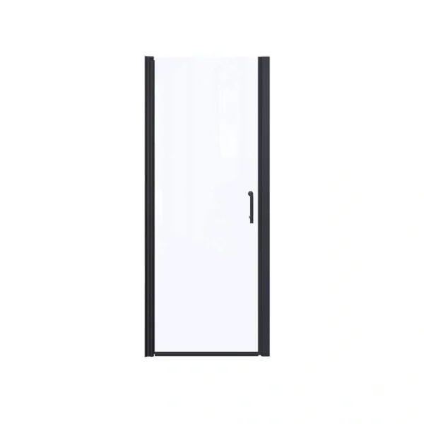 Boosicavelly 34 In. W x 72 In. H Pivot Semi-Frameless Shower Door in Matte Black with Clear Glass