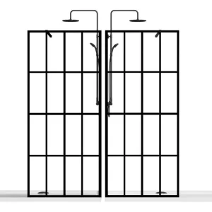 Boosicavelly 46 in. W x 72 in. H Fixed Framed Shower Door in Black Finish with Tempered Glass