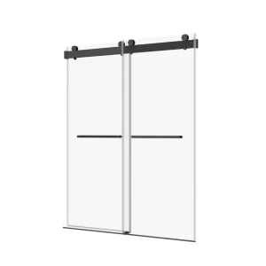 Boosicavelly 48 in. W x 76 in. H Double Sliding Frameless Shower Door in Matte Black Finish with Tempered Glass