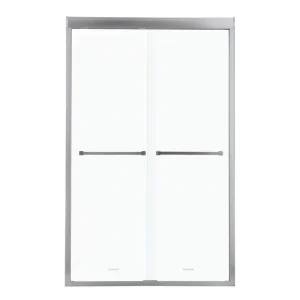 Boosicavelly 50 in. W x 76 in. H Double Sliding Semi-Frameless Shower Door in Brushed Nickel Finish with Glass