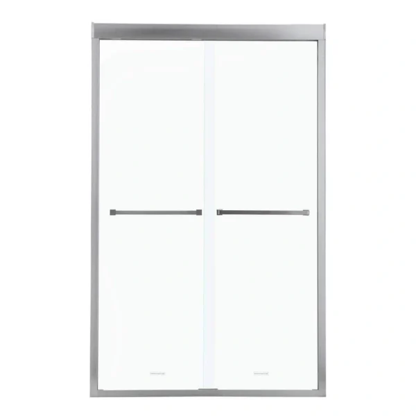 Boosicavelly 50 in. W x 76 in. H Double Sliding Semi-Frameless Shower Door in Brushed Nickel Finish with Glass