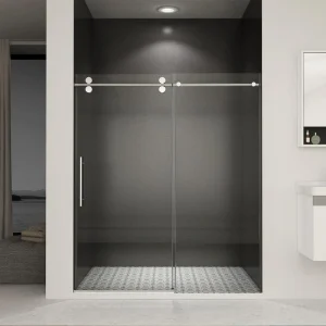 Boosicavelly 56-60 in. W x 76 in. H Sliding Frameless Shower Door in Chrome Finish with Clear Tempered Glass