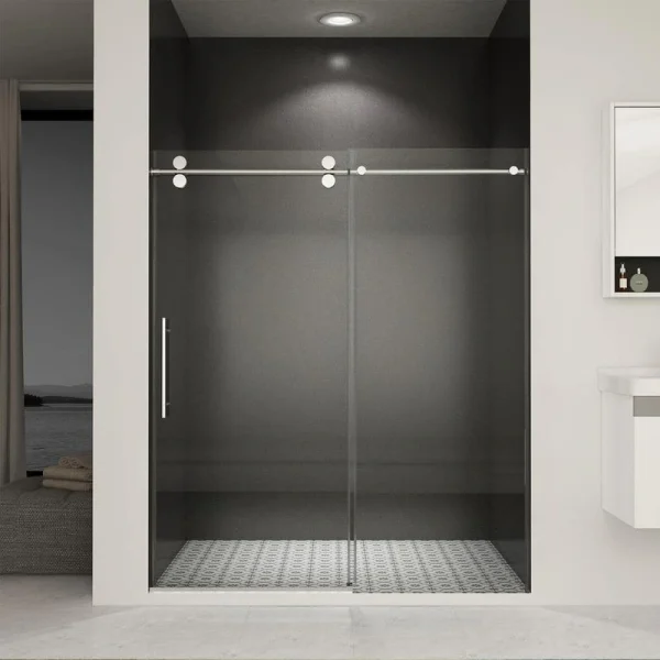 Boosicavelly 56-60 in. W x 76 in. H Sliding Frameless Shower Door in Chrome Finish with Clear Tempered Glass
