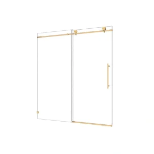 Boosicavelly 60.00 in. W x 76.00 in. H Single Sliding Frameless Shower Door in Brushed Gold Finish with Tempered Glass