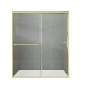 Boosicavelly 60 in. W x 72 in. H Sliding Framed Shower Door in Brushed Gold Finish with Tempered Glass
