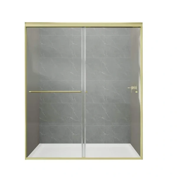 Boosicavelly 60 in. W x 72 in. H Sliding Framed Shower Door in Brushed Gold Finish with Tempered Glass