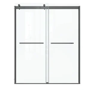 Boosicavelly 60 in. W x 74 in. H Sliding Semi-Frameless Shower Door in Matte Black Finish with Tempered Glass