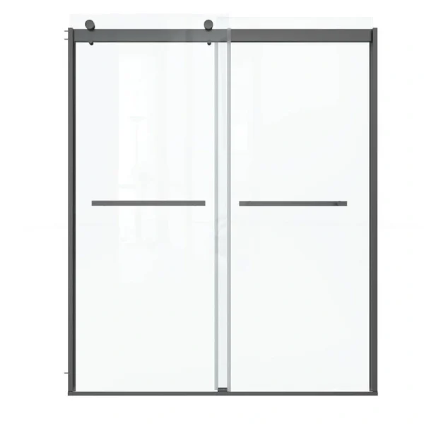 Boosicavelly 60 in. W x 74 in. H Sliding Semi-Frameless Shower Door in Matte Black Finish with Tempered Glass
