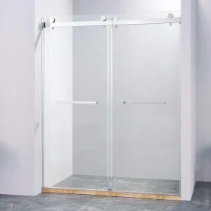 Boosicavelly Double Sliding Frameless Shower Door in Chrome Finish with Tempered Glass 60 in. W x 75 in. H