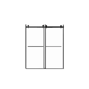Boosicavelly Double Sliding Frameless Shower Door in Matte Black Finish with Clear Glass 60 in. W x 70 in. H