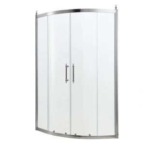 Boosicavelly Double Sliding Semi Frameless Corner Shower Enclosure in Chrome Finish 36 in. W x 72 in. H