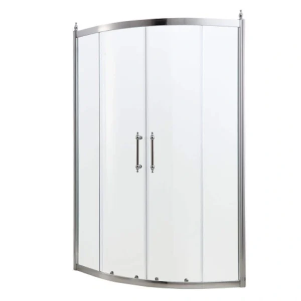 Boosicavelly Double Sliding Semi Frameless Corner Shower Enclosure in Chrome Finish 36 in. W x 75 in. H