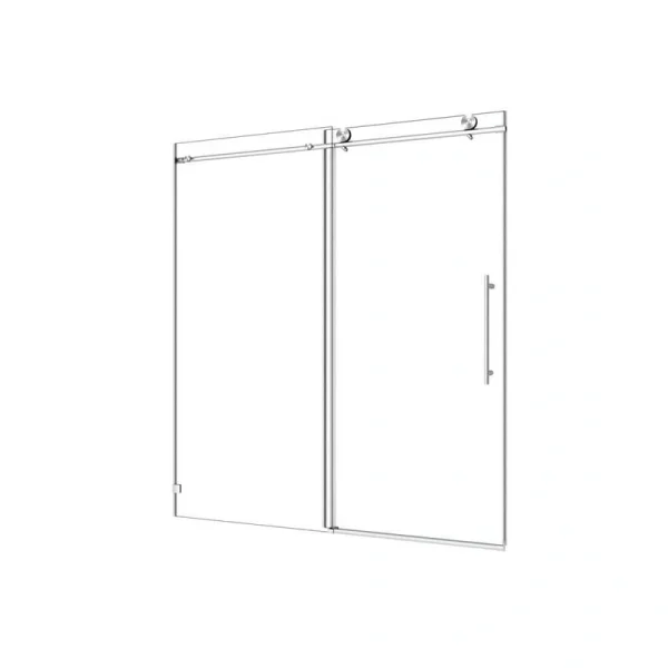 Boosicavelly Single Sliding Frameless Shower Door in Brushed Nickel Finish with Frosted Glass 60 in. W x 76 in. H