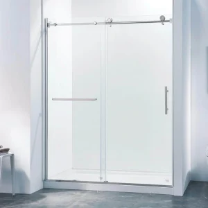 Boosicavelly Single Sliding Semi-Frameless Shower Door in Chrome Finish with Tempered Glass 60 in. W x 75 in. H