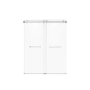 Boosicavelly Sliding Frameless Shower Door in Brushed Nickel Finish with Glass 60 in. W x 76 in. H