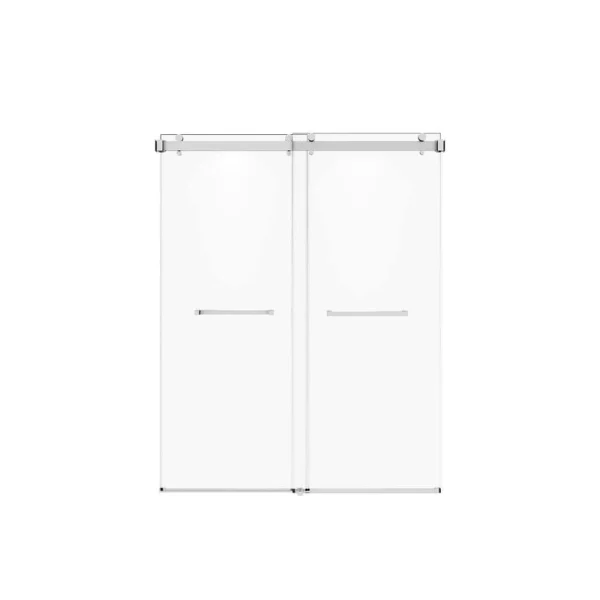 Boosicavelly Sliding Frameless Shower Door in Brushed Nickel Finish with Glass 60 in. W x 76 in. H