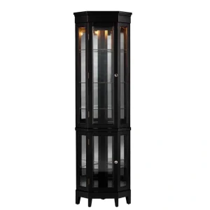 Boston Loft Furnishings Nakasi Transitional Black Wood Pine Curio Cabinet
