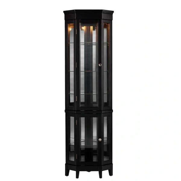 Boston Loft Furnishings Nakasi Transitional Black Wood Pine Curio Cabinet