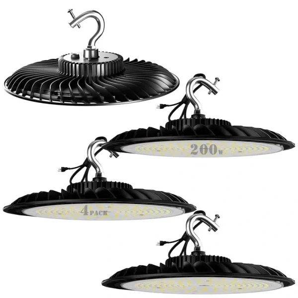 bulbeats 200W LED High Bay Light 30000LM High Bay LED Shop Lights AC100-277V Commercial Bay Lighting with 3 ft. Cable 4Pack
