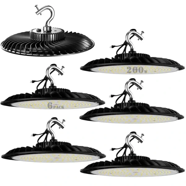 bulbeats 6-Pack of 200-Watt LED High Bay Light 30000LM High Bay LED Shop Lights AC100-277V Commercial Bay Lighting for Warehouse