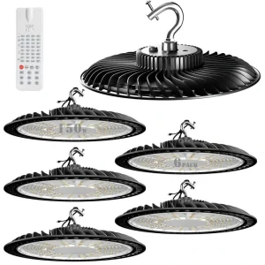 bulbeats 6Pack 150W LED High Bay Light With Motion Sensor AC100-277V UFO LED Lights 37500LM 5000K LED High Bay Shop Light