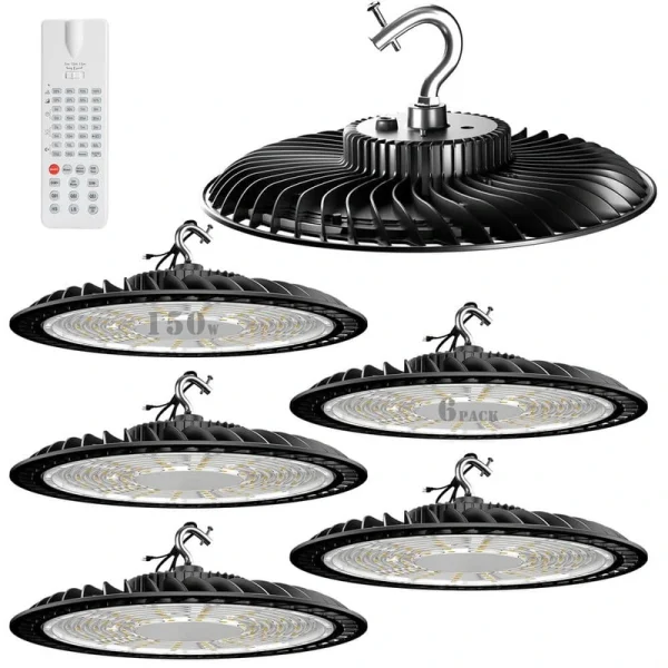 bulbeats 6Pack 150W LED High Bay Light With Motion Sensor AC100-277V UFO LED Lights 37500LM 5000K LED High Bay Shop Light