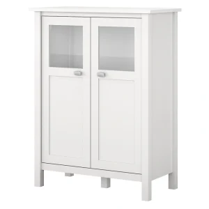 Bush Furniture Broadview 32-in x 42-in White Square Bar Cabinet