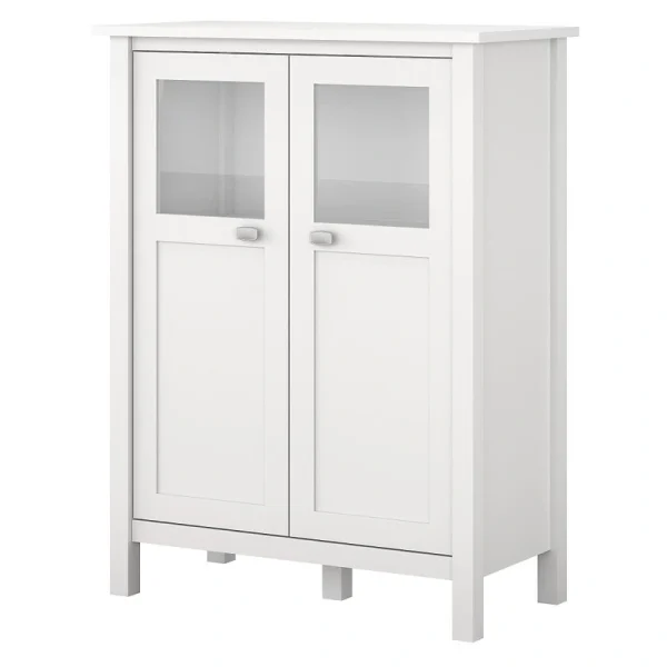 Bush Furniture Broadview 32-in x 42-in White Square Bar Cabinet