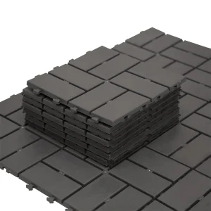 Bybafun 12-in x 12-in 9-Pack Gray Prefinished PVC Deck Tile T726915323