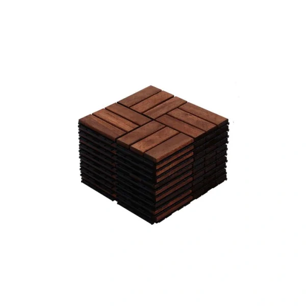 cadeninc 12 in. x 0.74 in. Brown Square Acacia Hardwood Outdoor Flooring for Patio, Bancony, Pool Side (10 sq. ft.) (10-pack)
